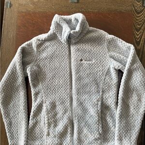 Columbia Light Gray/Blue Textured Fleece Jacket